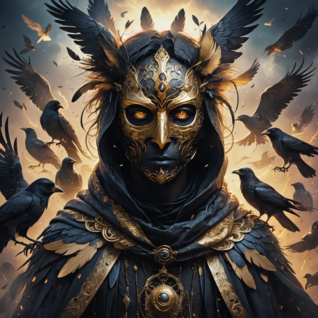 Dark Fantasy Portrait with Crow Cloak