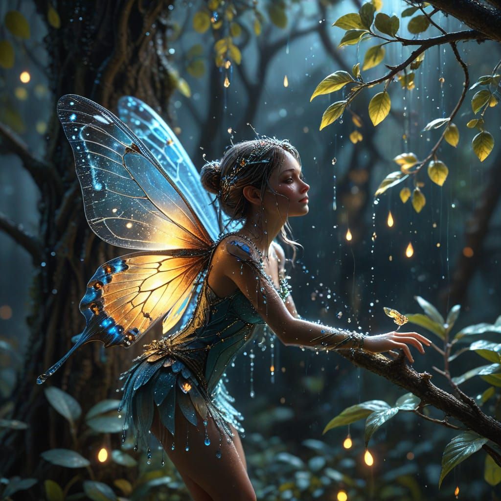 Fairy Emerging from Chrysalis with Light-Filled Wings