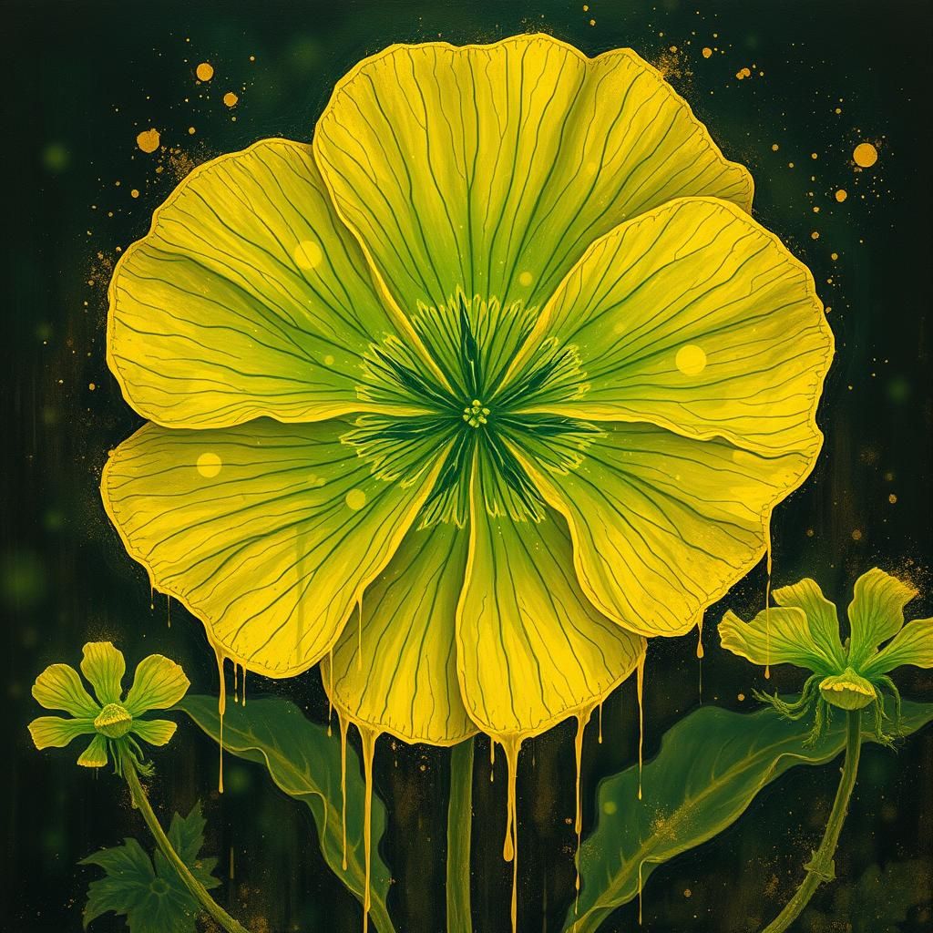 Bioluminescent Clover Macro Image in Dark Romanticism Style