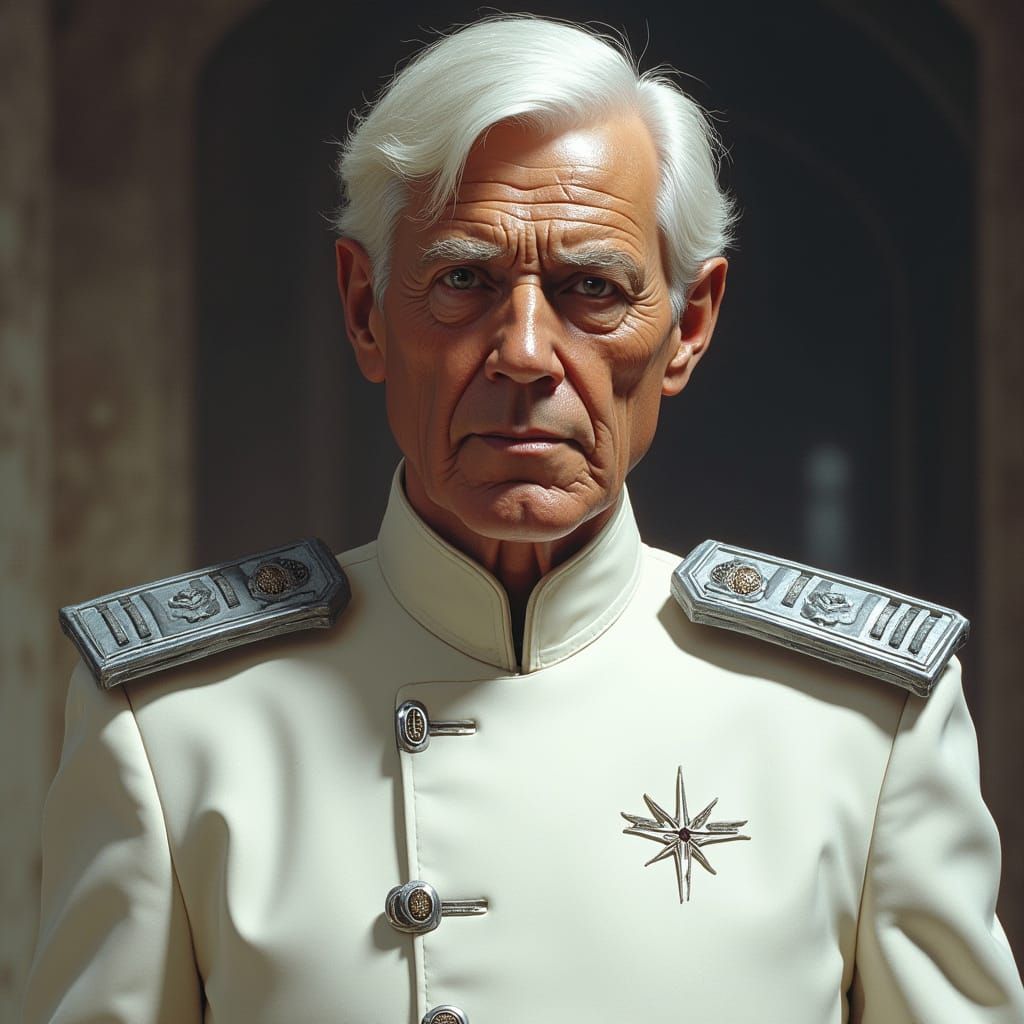 Aged Imperial Officer in Futuristic Style