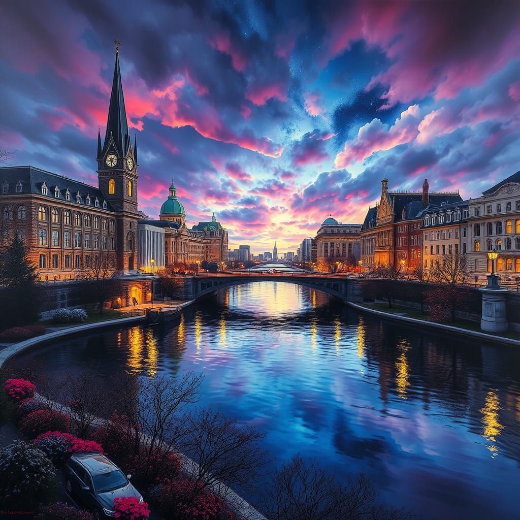 Ottawa Cityscape in Vibrant Sepia Hues