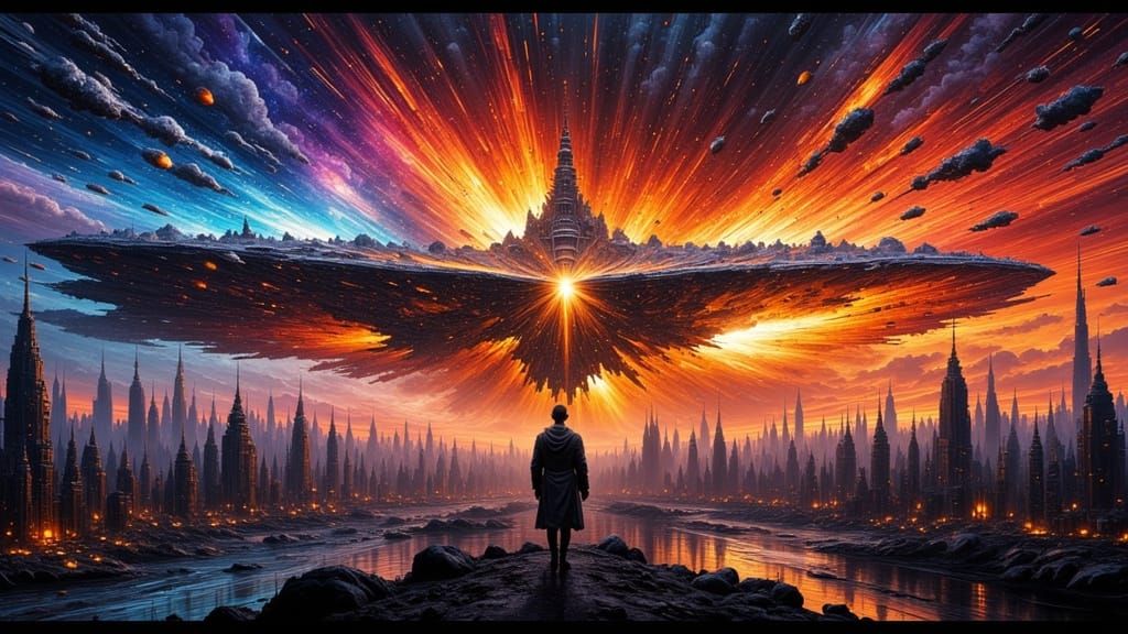 Independence Day Scene with Spaceship Explosions