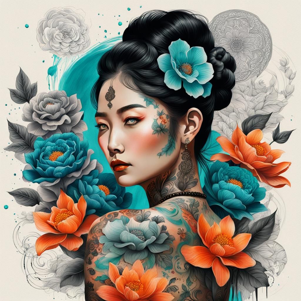 Vogue-Inspired Ink Portrait of North Korean Woman