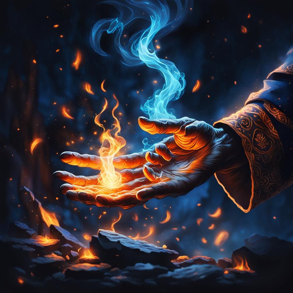 Wizard Casting Spell in Moonlight: Magical Realism