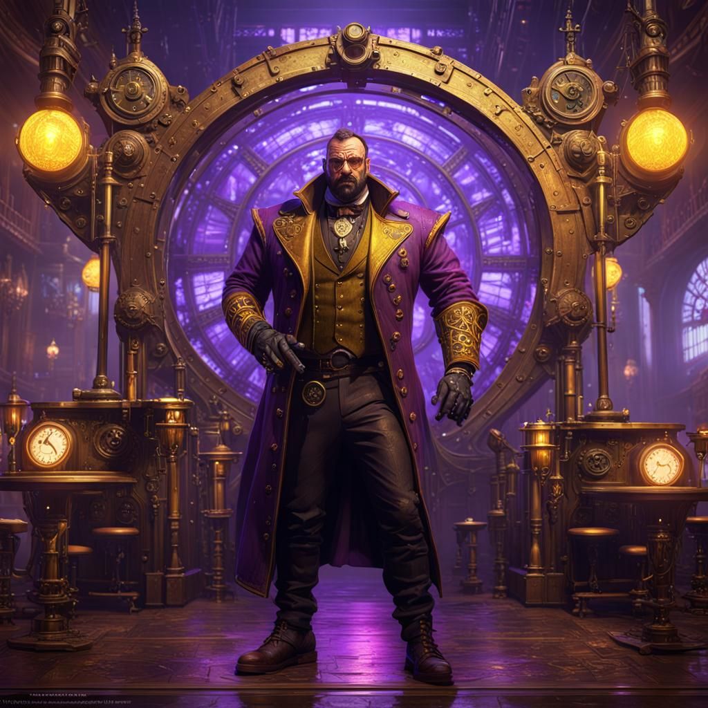 Steampunk Nightclub Bouncer in Detailed Digital Art