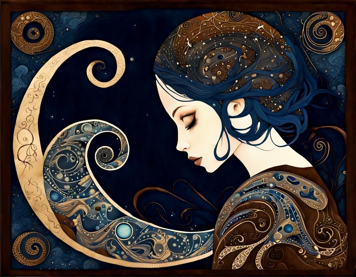 Abstract Woman Portrait in Textile Art Style