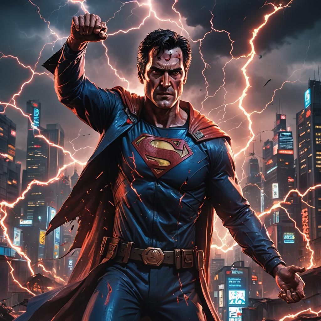 Ash Williams as Superman vs Evil Dead in Anime 3D