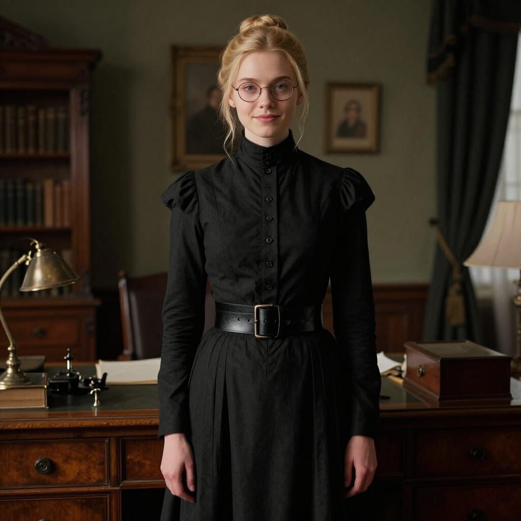 Victorian Governess in Study - Cinematic Film Still