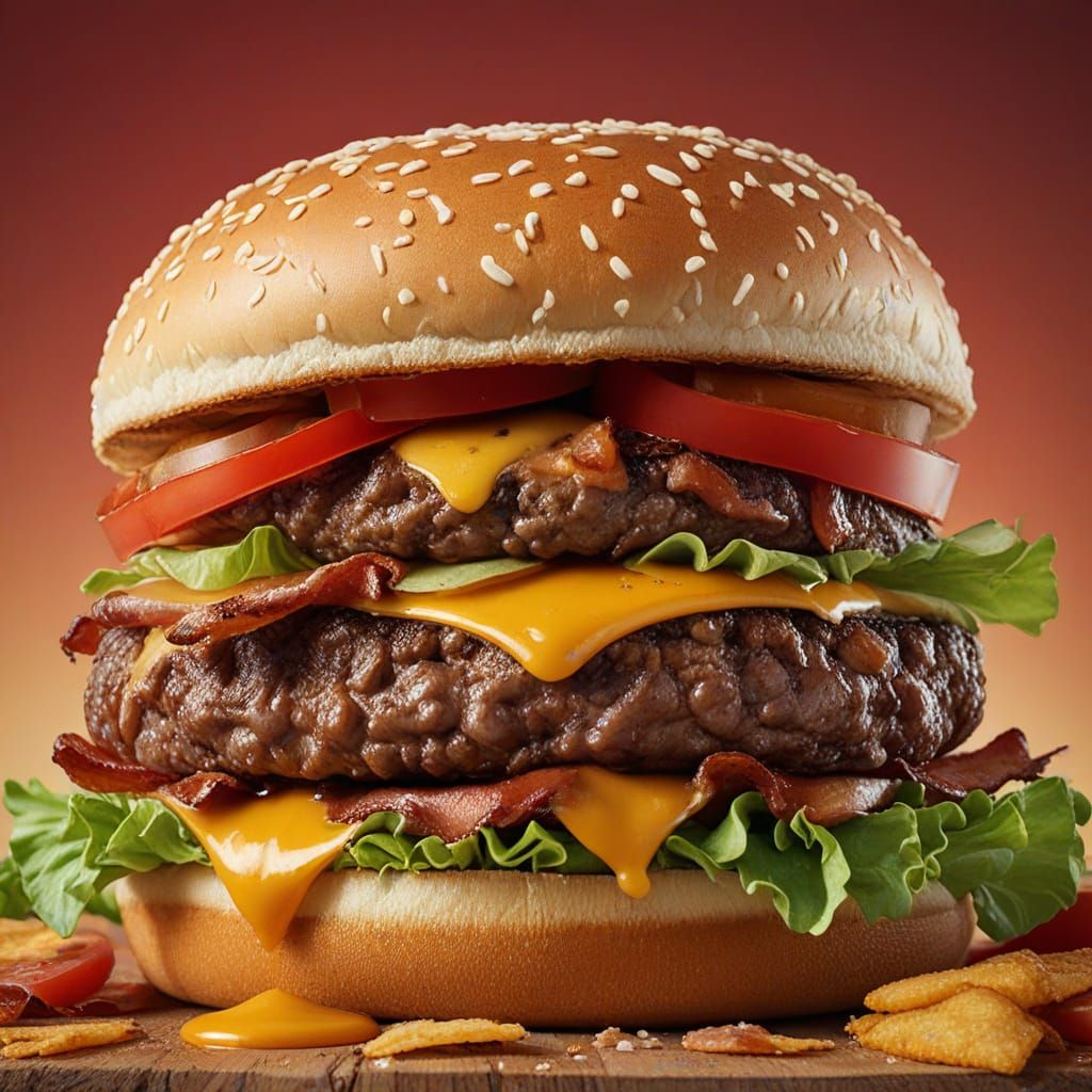 Texas Cheeseburger Art in Hyperrealistic Style