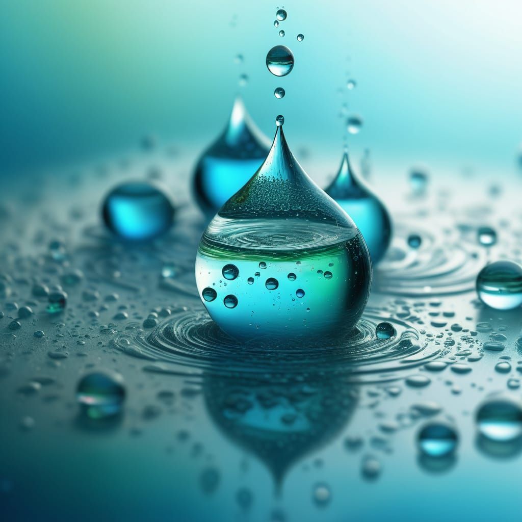Vibrant Water Droplet World in Surrealist Macro