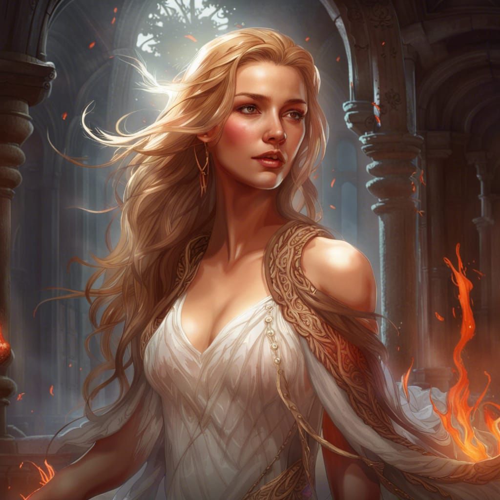 Galadriel in Flames: A Dark Fantasy Portrait