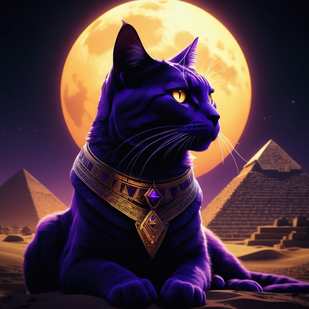 Majestic Cat Illuminates Ancient Pyramids