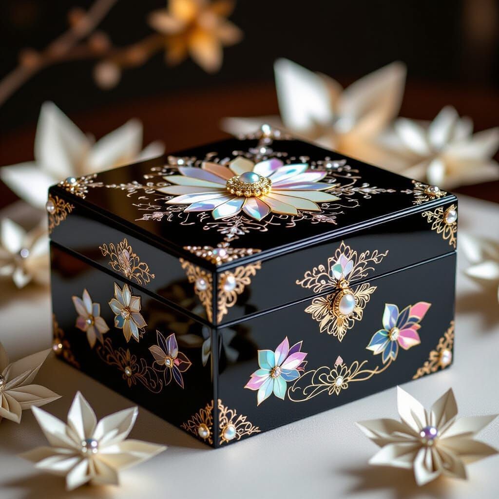Japanese Lacquer Box with Origami Papercraft