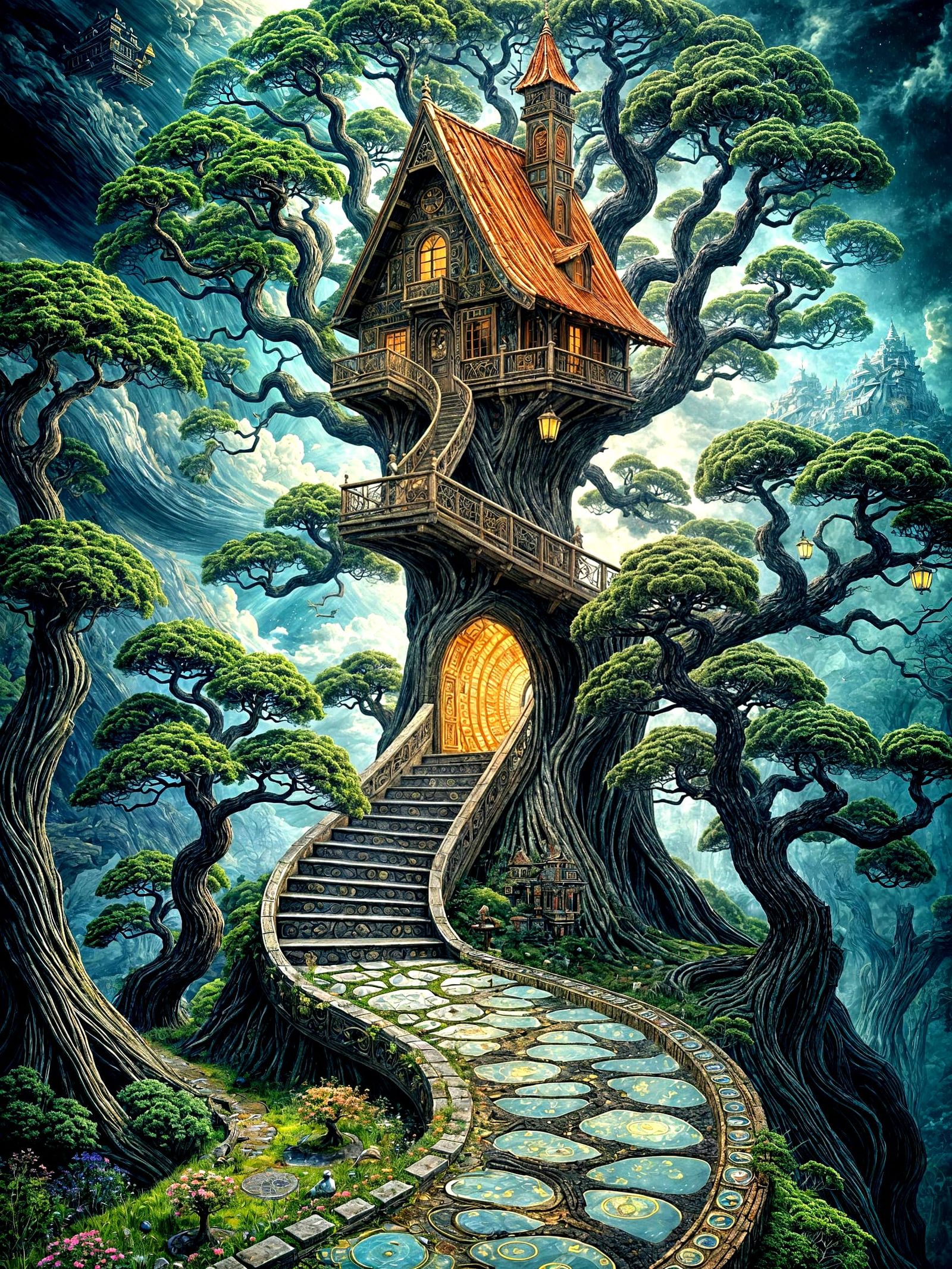 Whimsical Treehouse Portal in a Mystical World