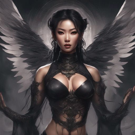 Beautiful Dark Angel Mistress in Lingerie