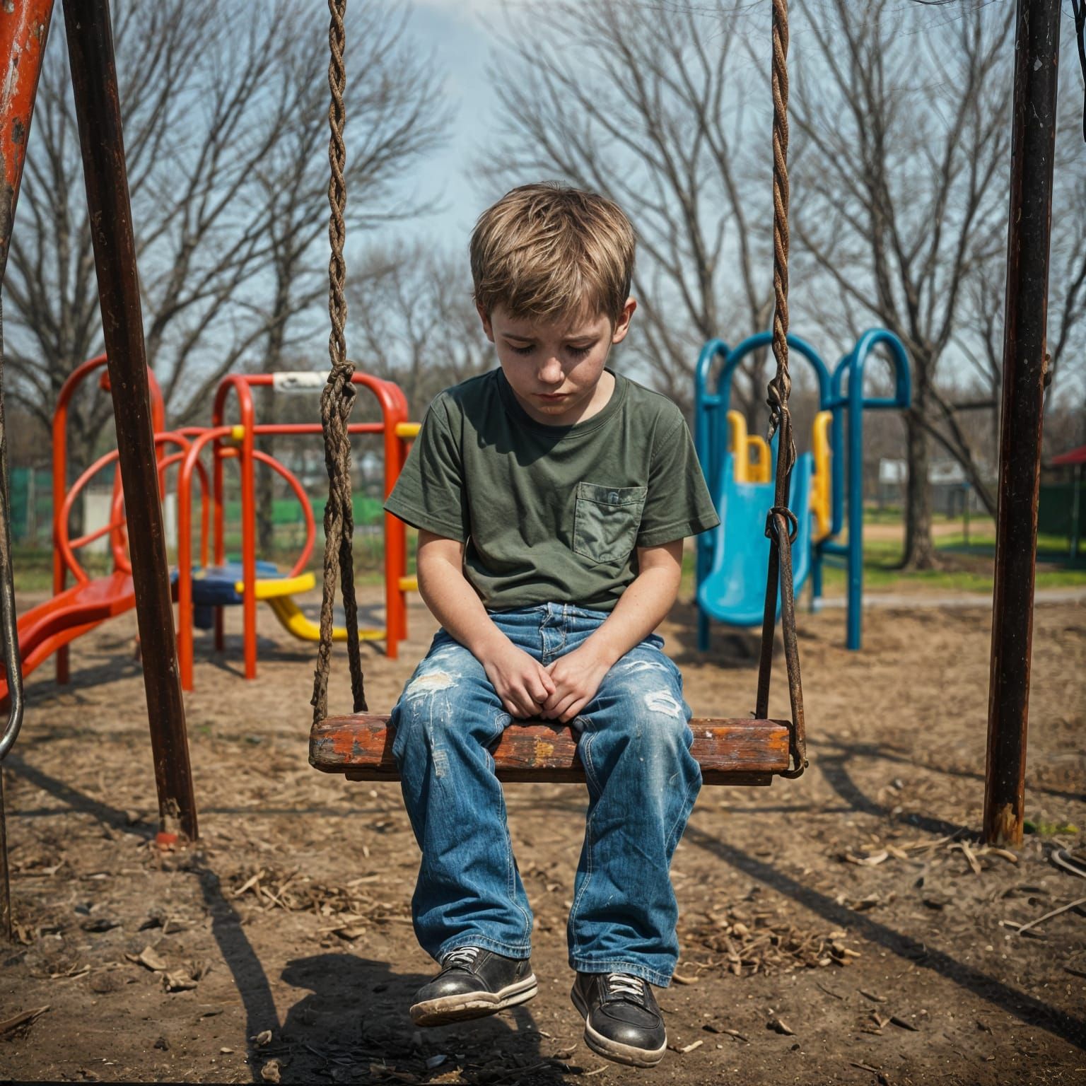 Emotional Boy Struggles with Dyspraxia on a Playground