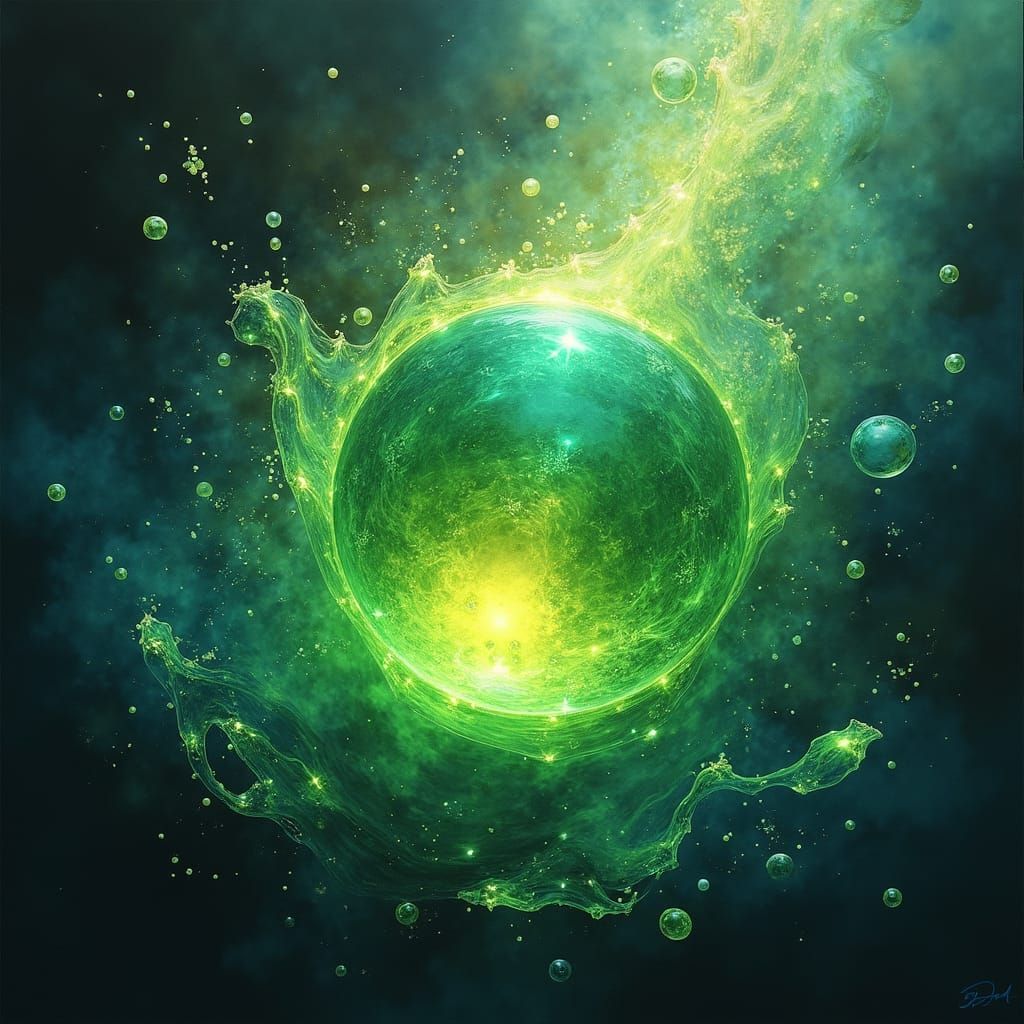 Glowing Orb Amidst Iridescent Stars: Splash Art