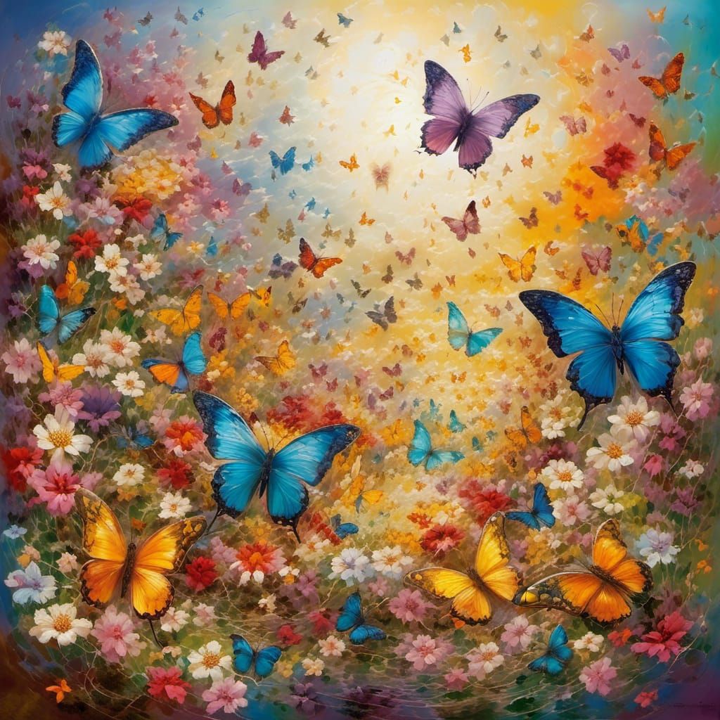 Colorful Butterflies Emerge in Spring Scene
