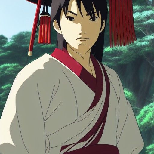 White Samurai Warrior in Anime Style
