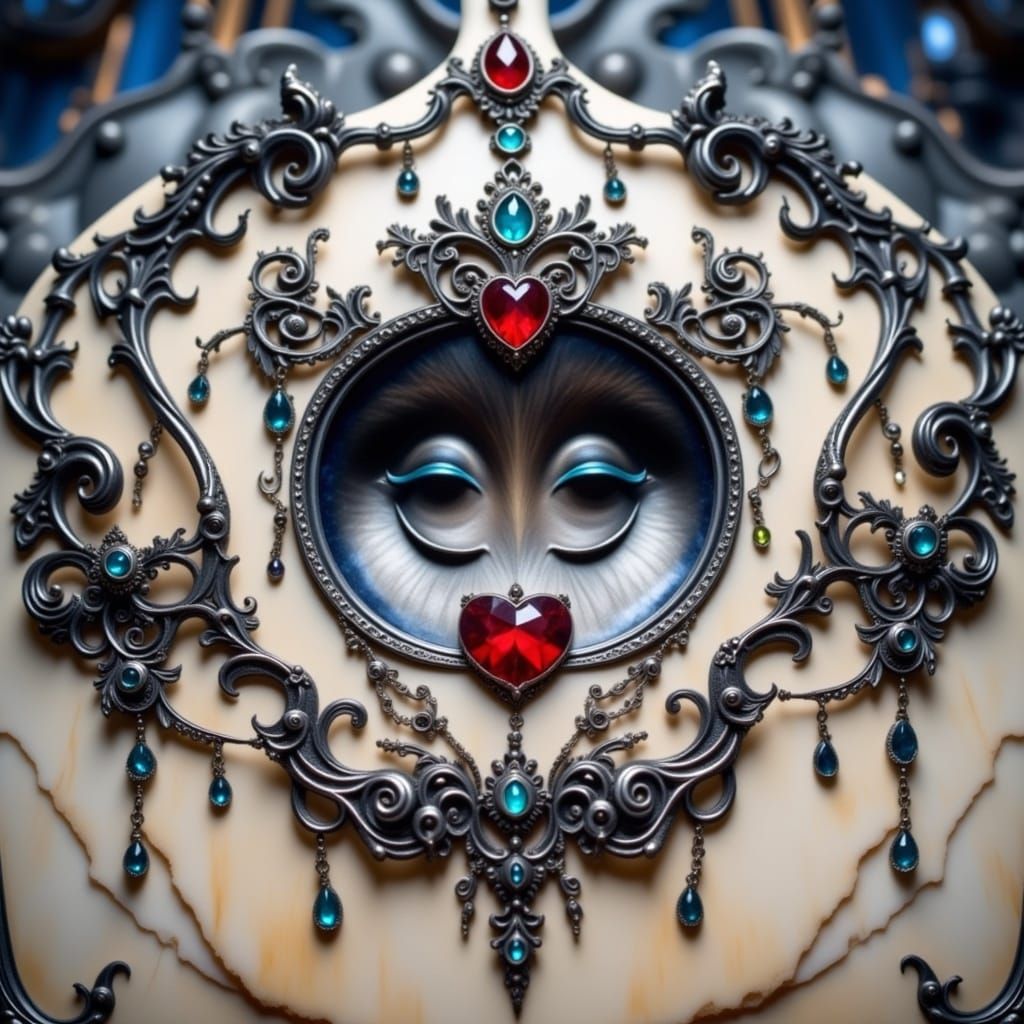 Gothic Beauty in Ivory, Ruby, and Sapphire