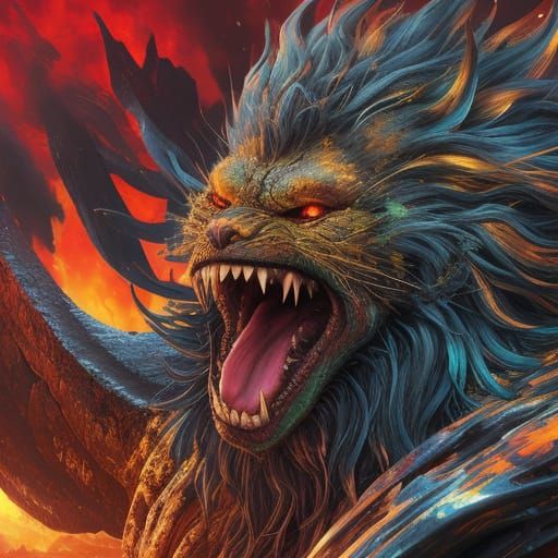 Surreal Screaming Figure in Vibrant Expressionism