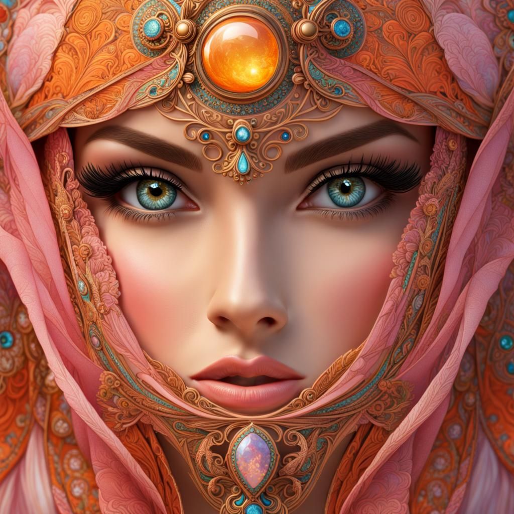 Art Nouveau Portrait of a Beautiful Woman