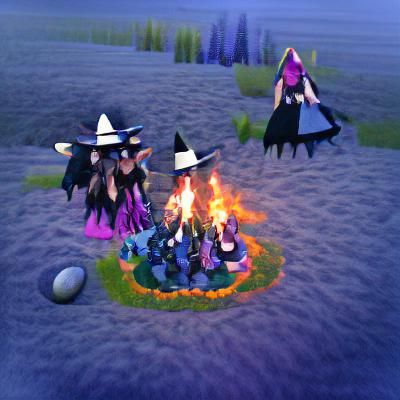 Witches Coven Bonfire at Twilight