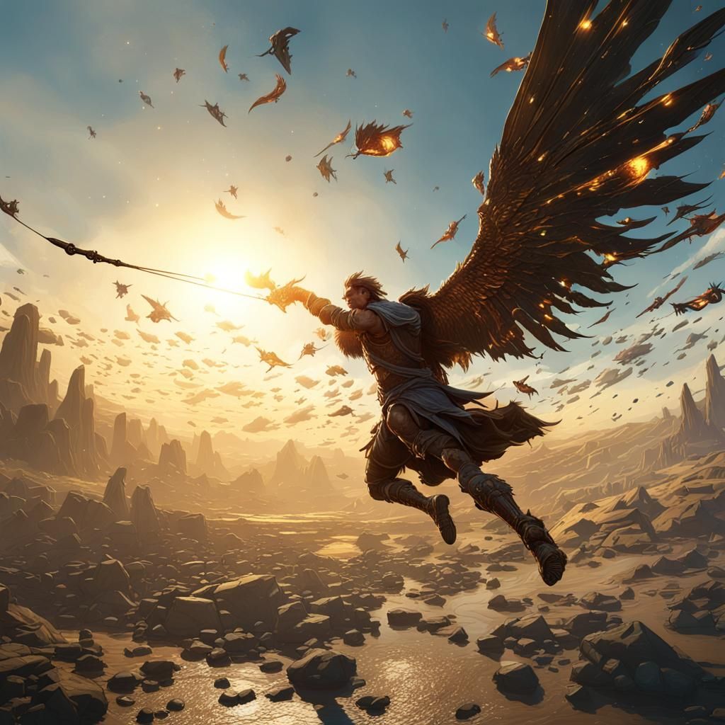 Icarus and Daedalus Kite Flight: Dark Fantasy Art