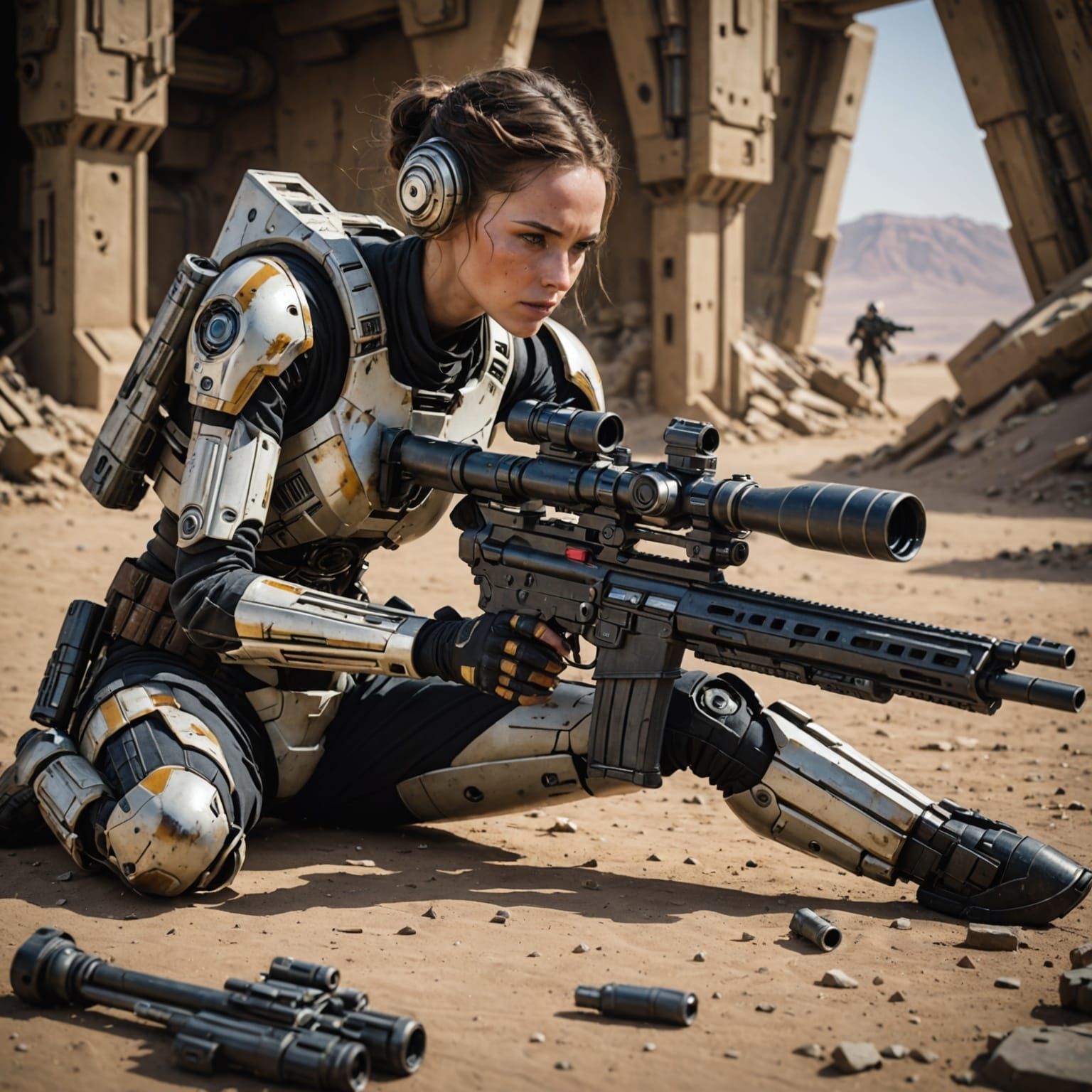 Female Droid with Sniper Rifle and Lila Energy