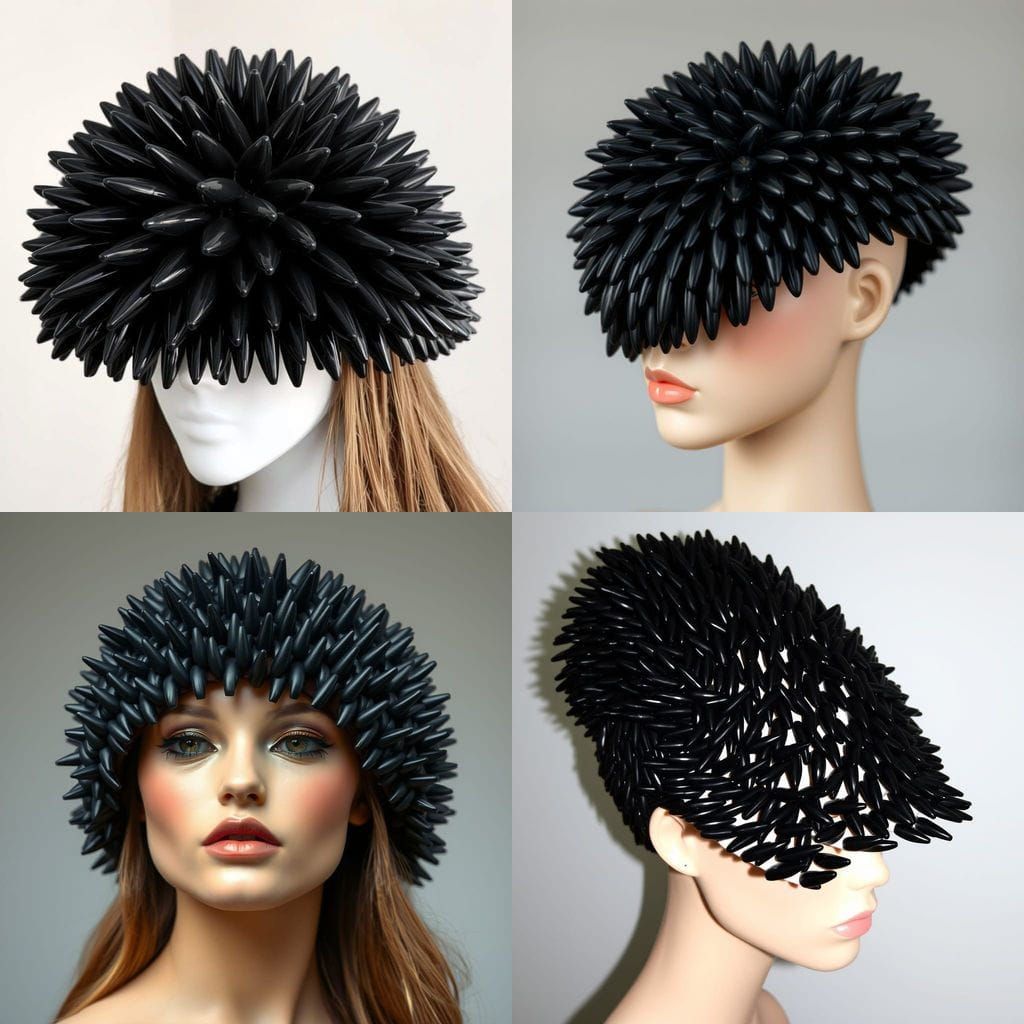 Unique Hat Crafted From Black Acrylic Nails