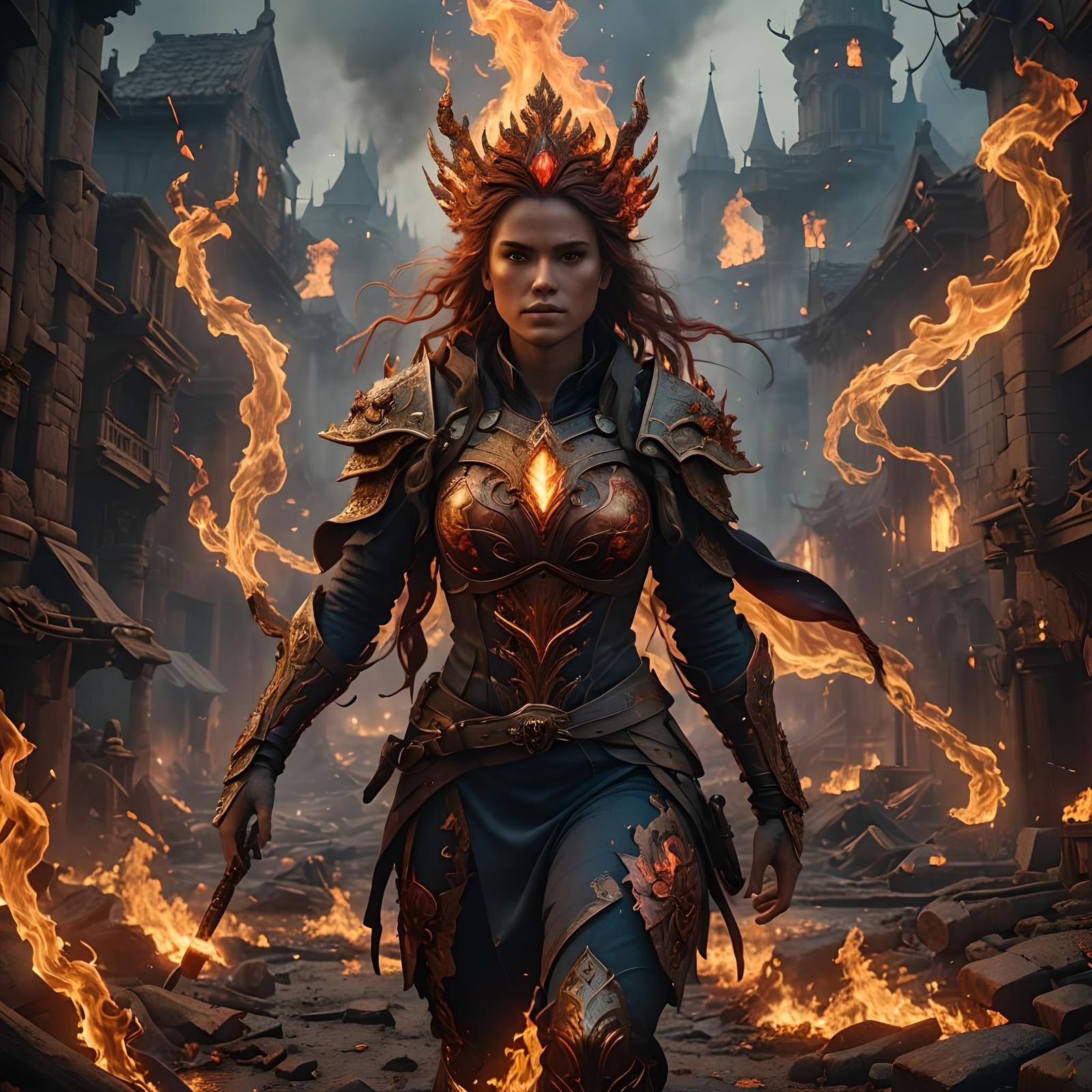 Fiery Woman Concept Art in Unreal Engine 5