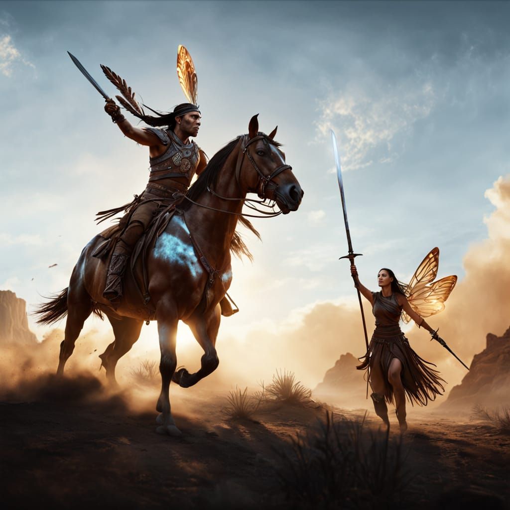 Epic Face-Off: Native American and Fairy Warriors