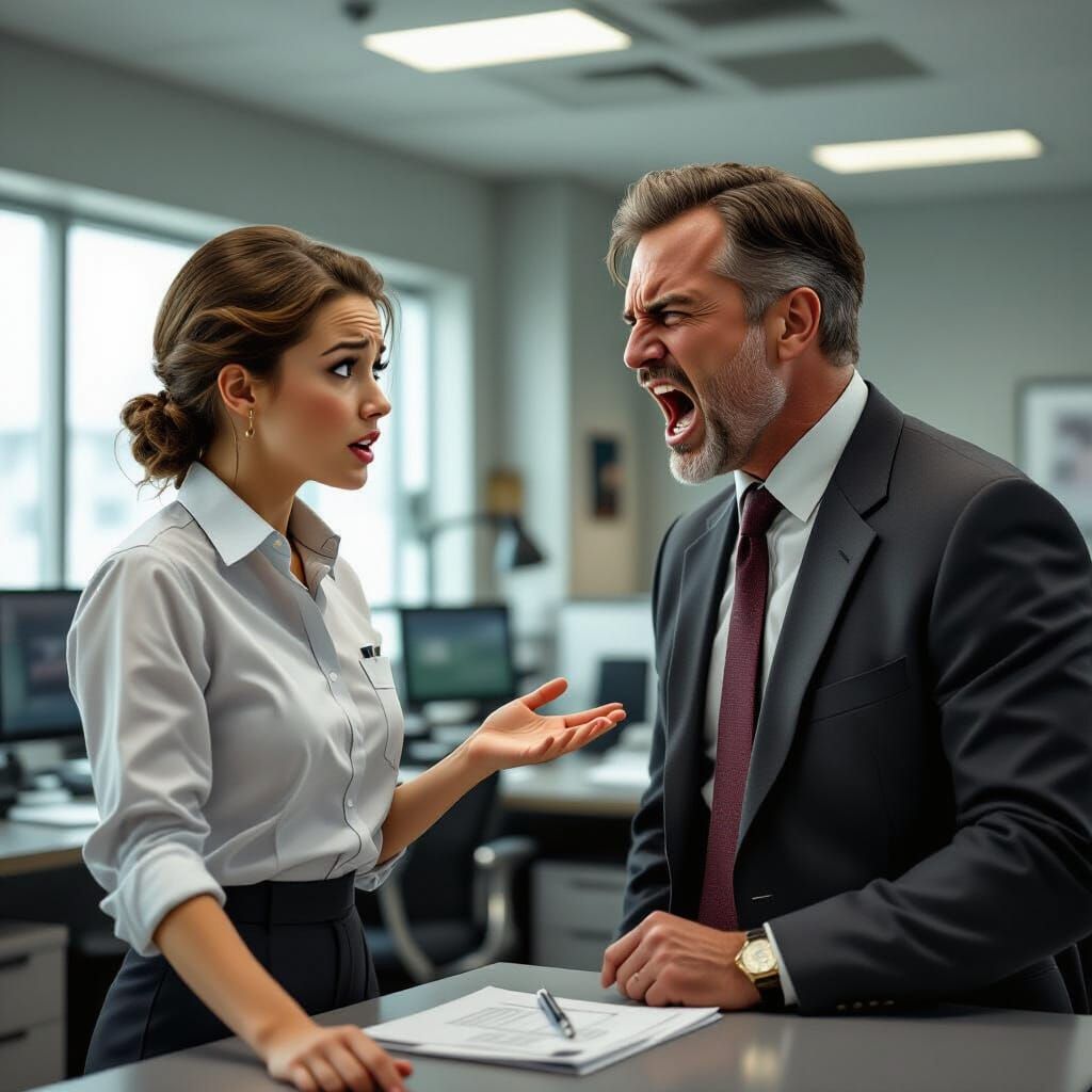 Office Confrontation in Cinematic Style