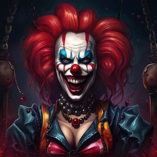 Menacing Evil Clown with Sinister Grin