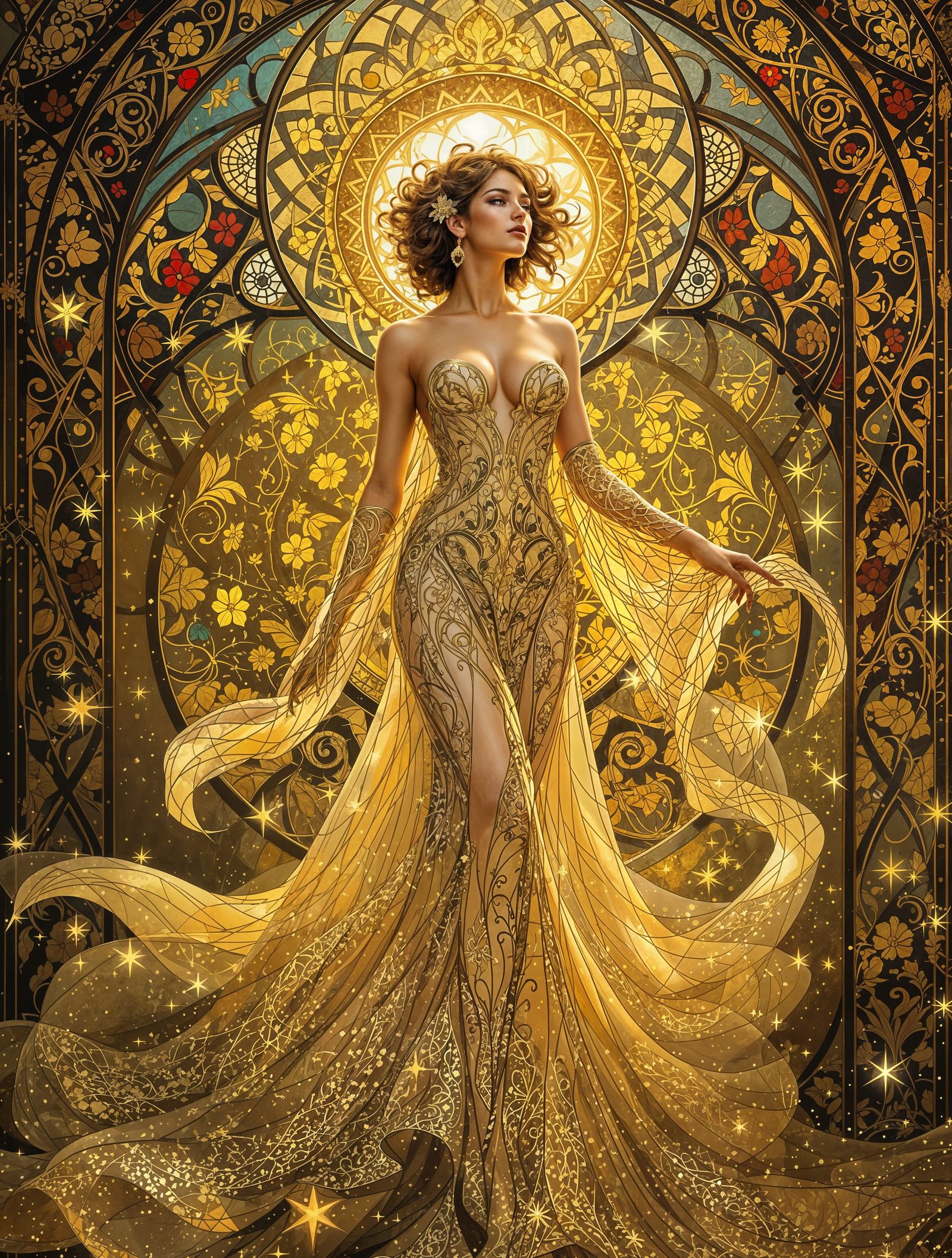 The Art Nouveau Muse in Stained Glass Glory