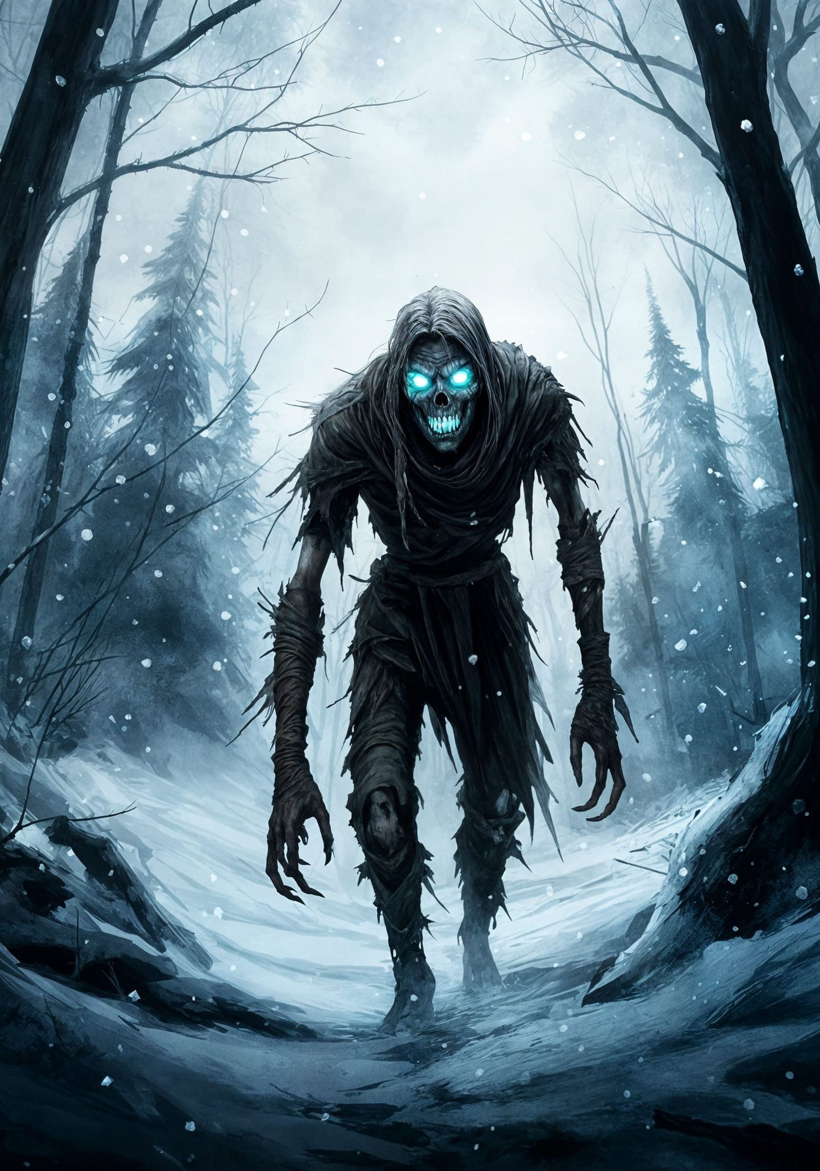Dark Fantasy Zombie in a Frozen Landscape