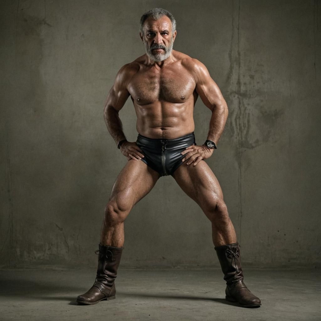 Powerful Brazilian Wrestler in Brutalist Photography Style