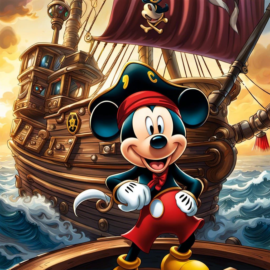Mickey Mouse Pirate in Anime Manga Style