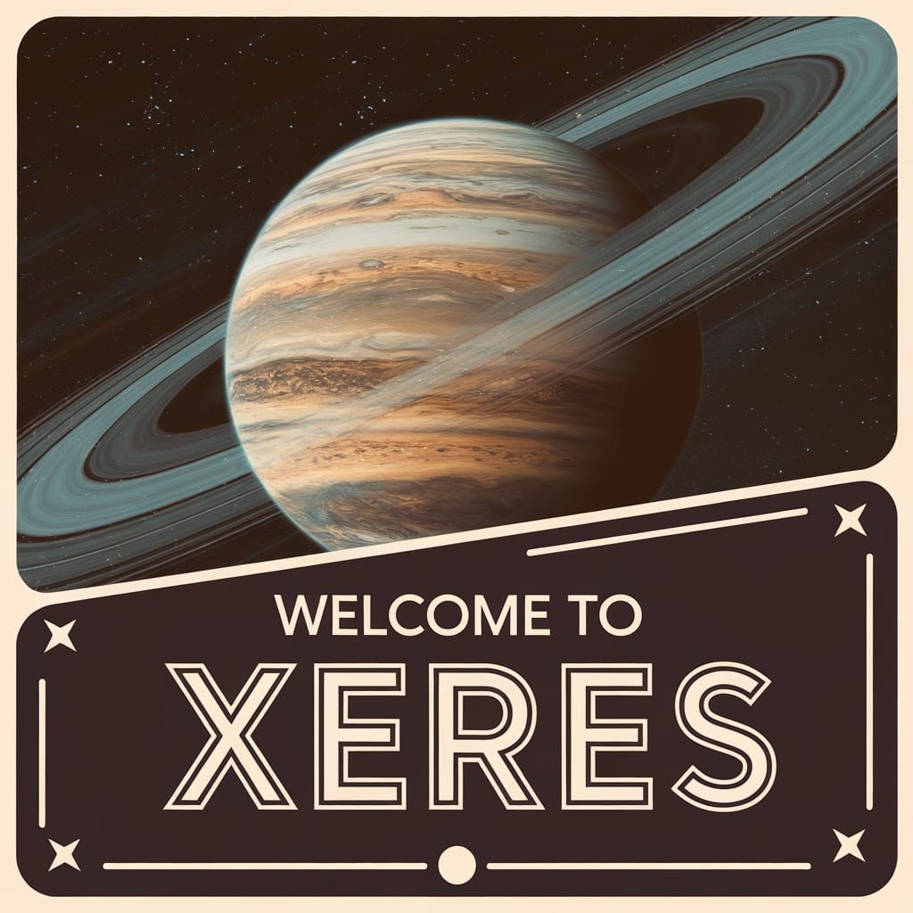 Welcome to Xeres: Retro Space Travel Poster