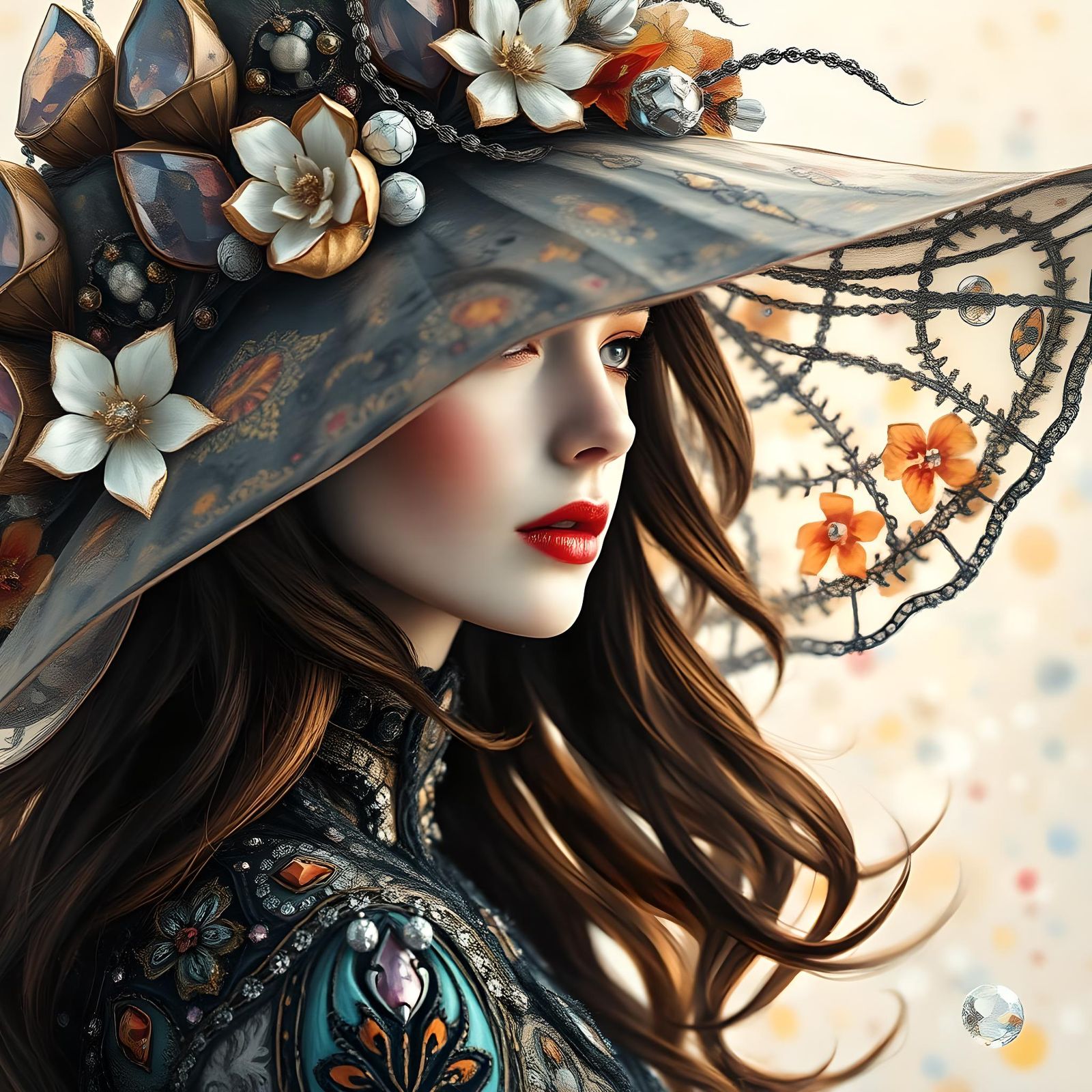 Elegant Woman Portrait in Neo-Impressionist Style