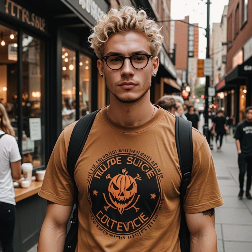 Trendy Young Guy in Tribal Tattoos and Chubby Fit