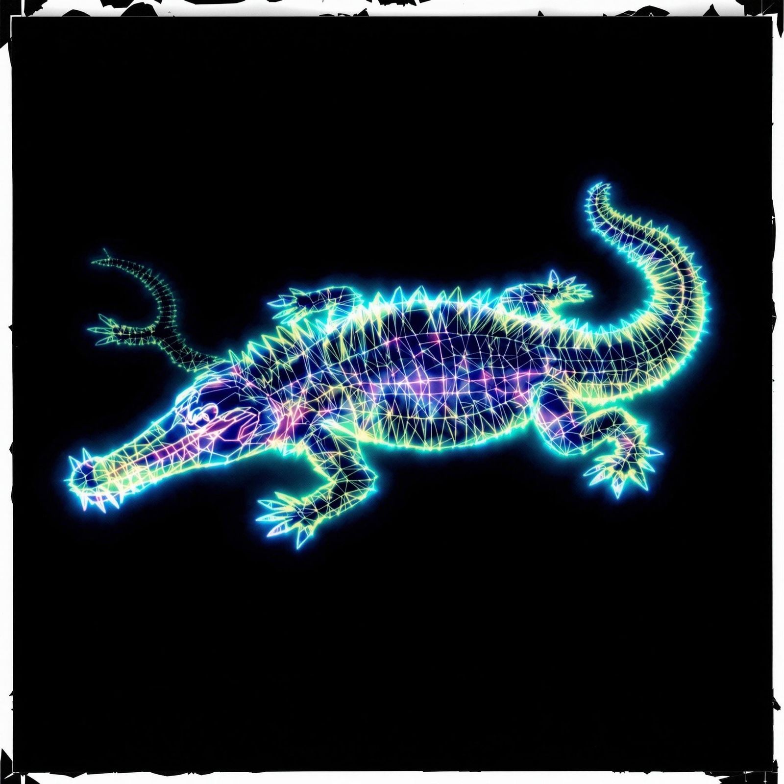 Thermal Photogram Of a Fossil of a Looney Toon Alligator