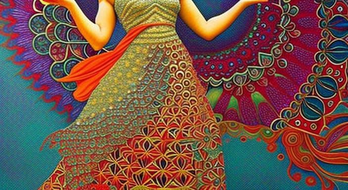 Kinetic Pointillism Masterpiece: Jingo in Art Nouveau Style