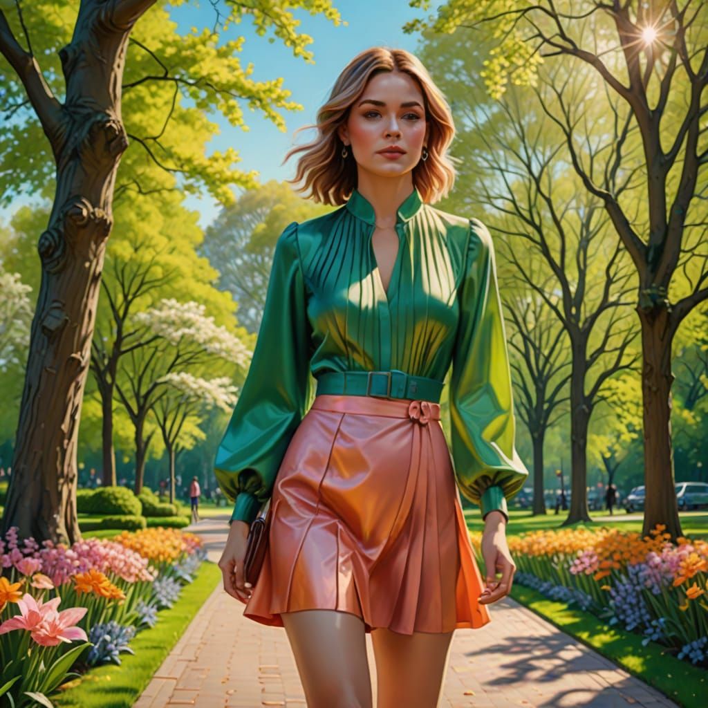 Vibrant Spring Portrait of a Woman in a Mini Dress