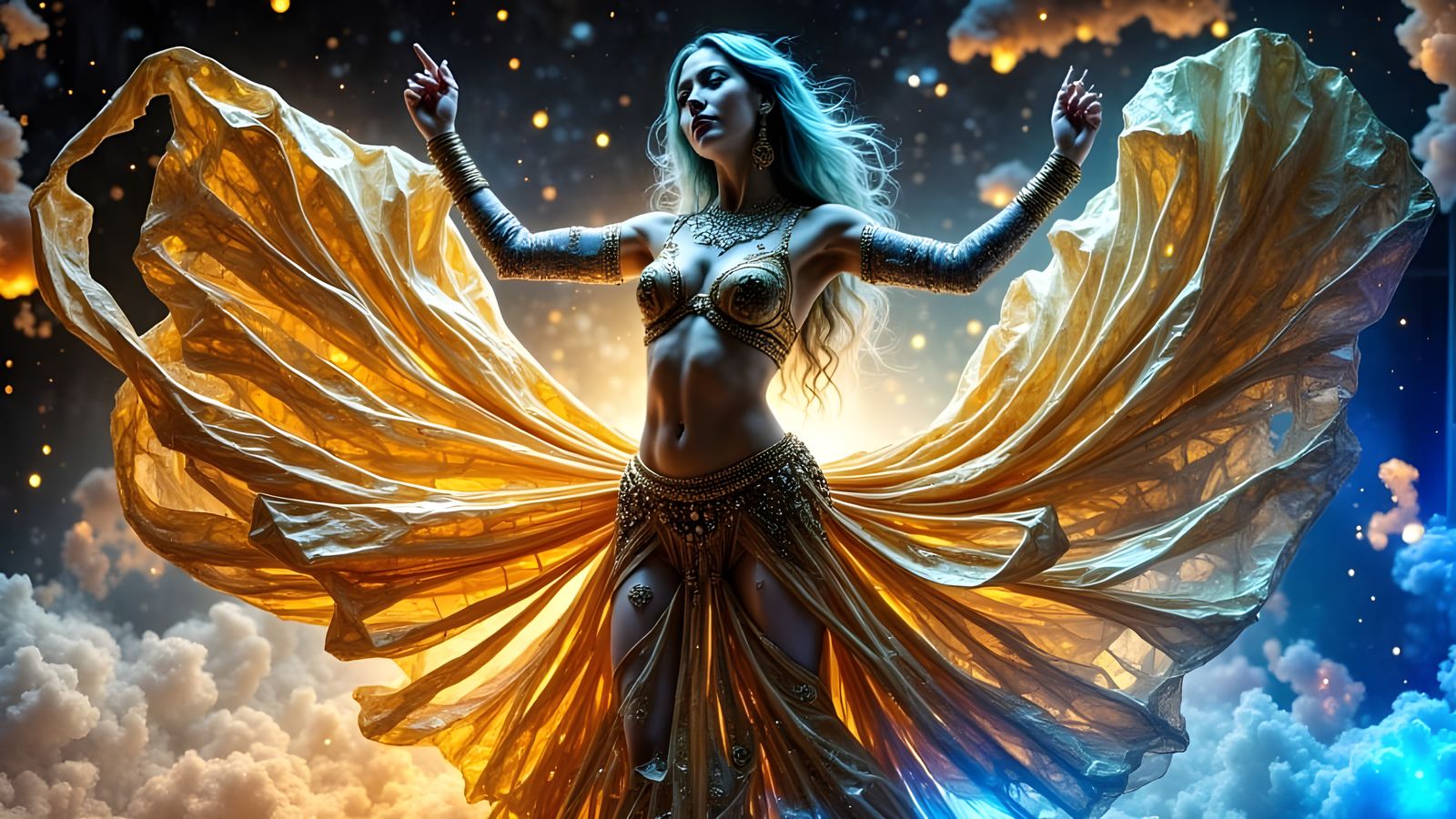 Surreal Futuristic Belly Dancer in Mid-Motion