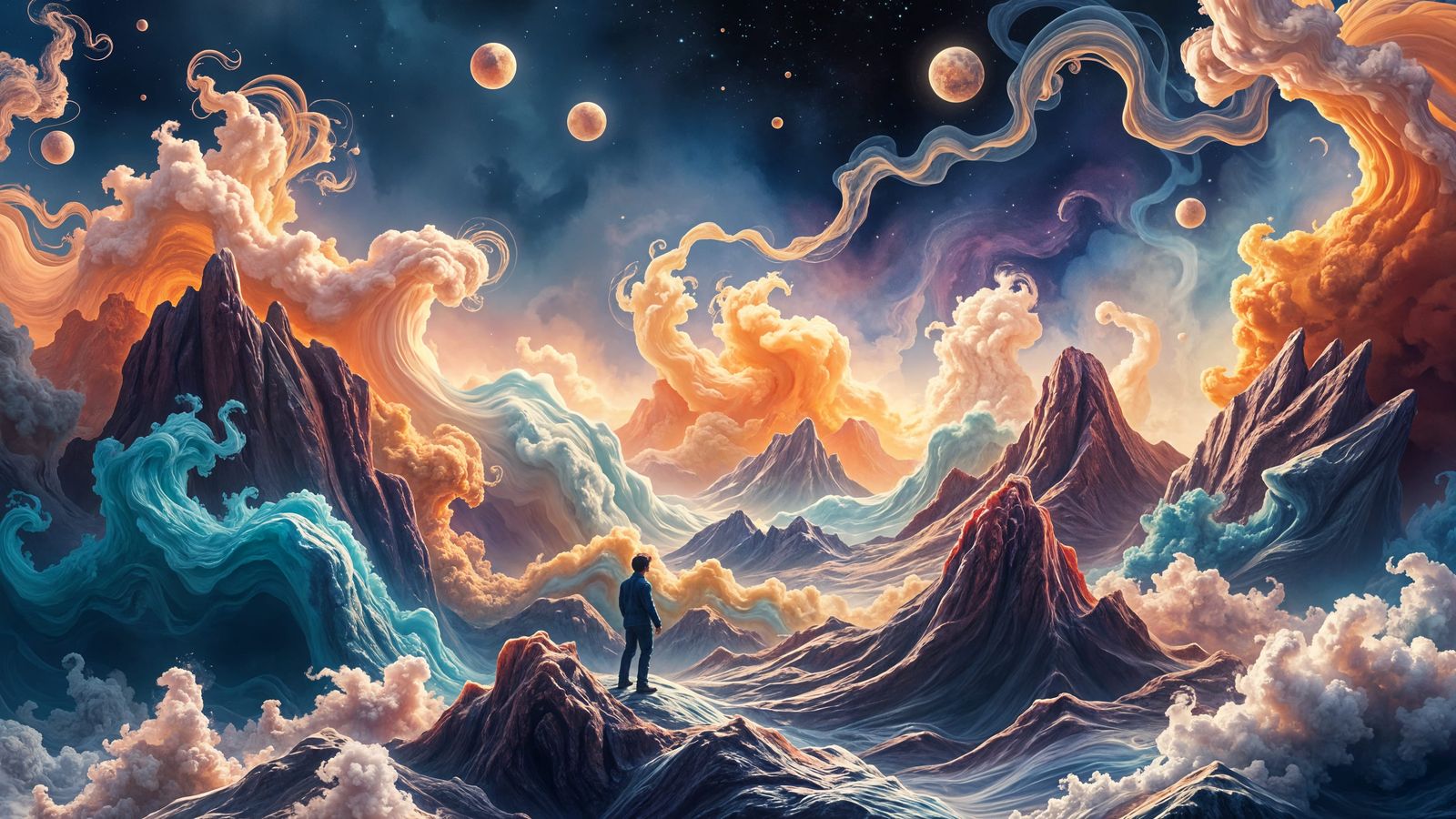 Surreal Landscape of Perfume Clouds and Textures