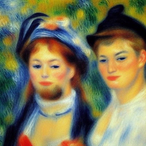 Impressionist Gouache Painting of People