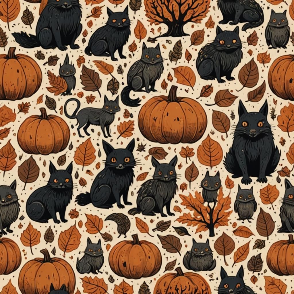 Eerie Autumn Creatures in a Fall Landscape