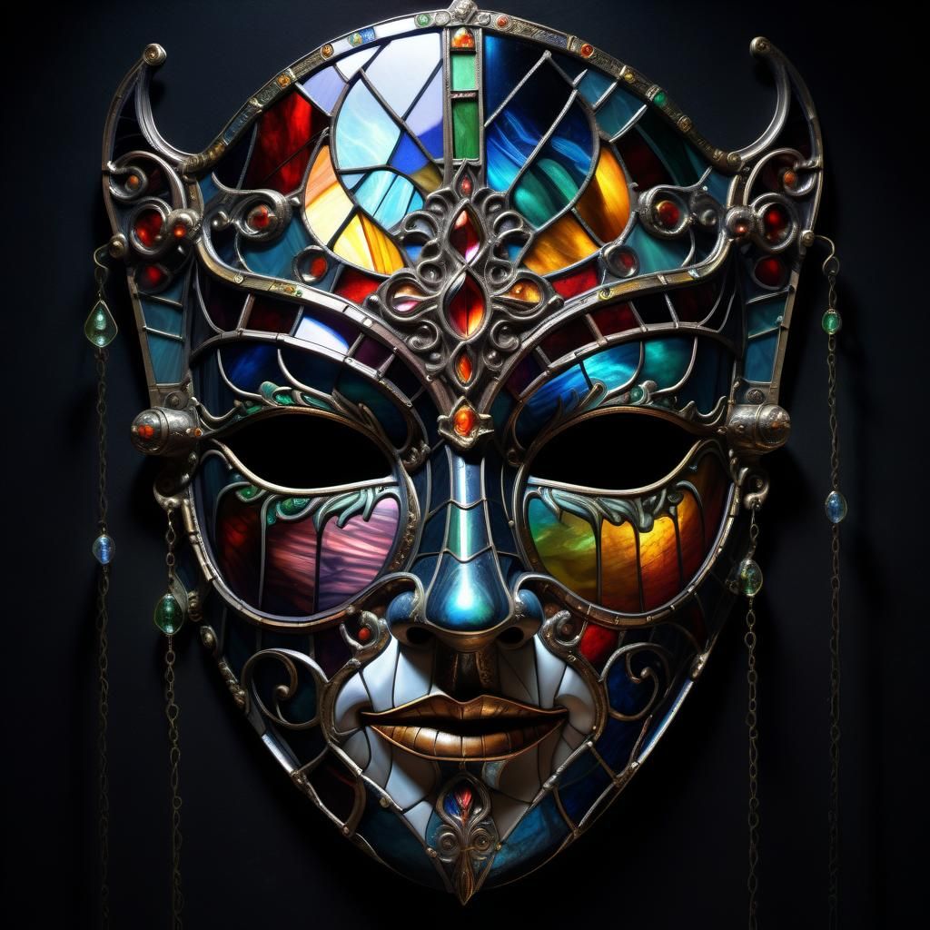 Stained Glass Mask in Solarpunk Style