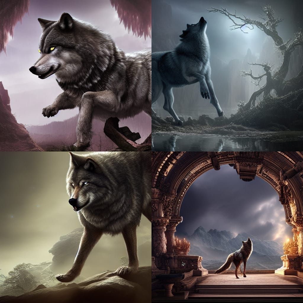 Dancing Wolf in Epic Cinematic Digital Painting